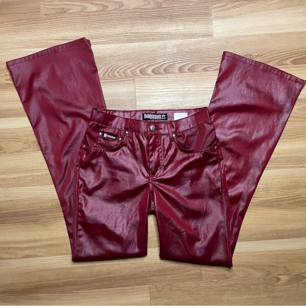 Bubblegum 90's Pleather Burgundy Bootcut Pants